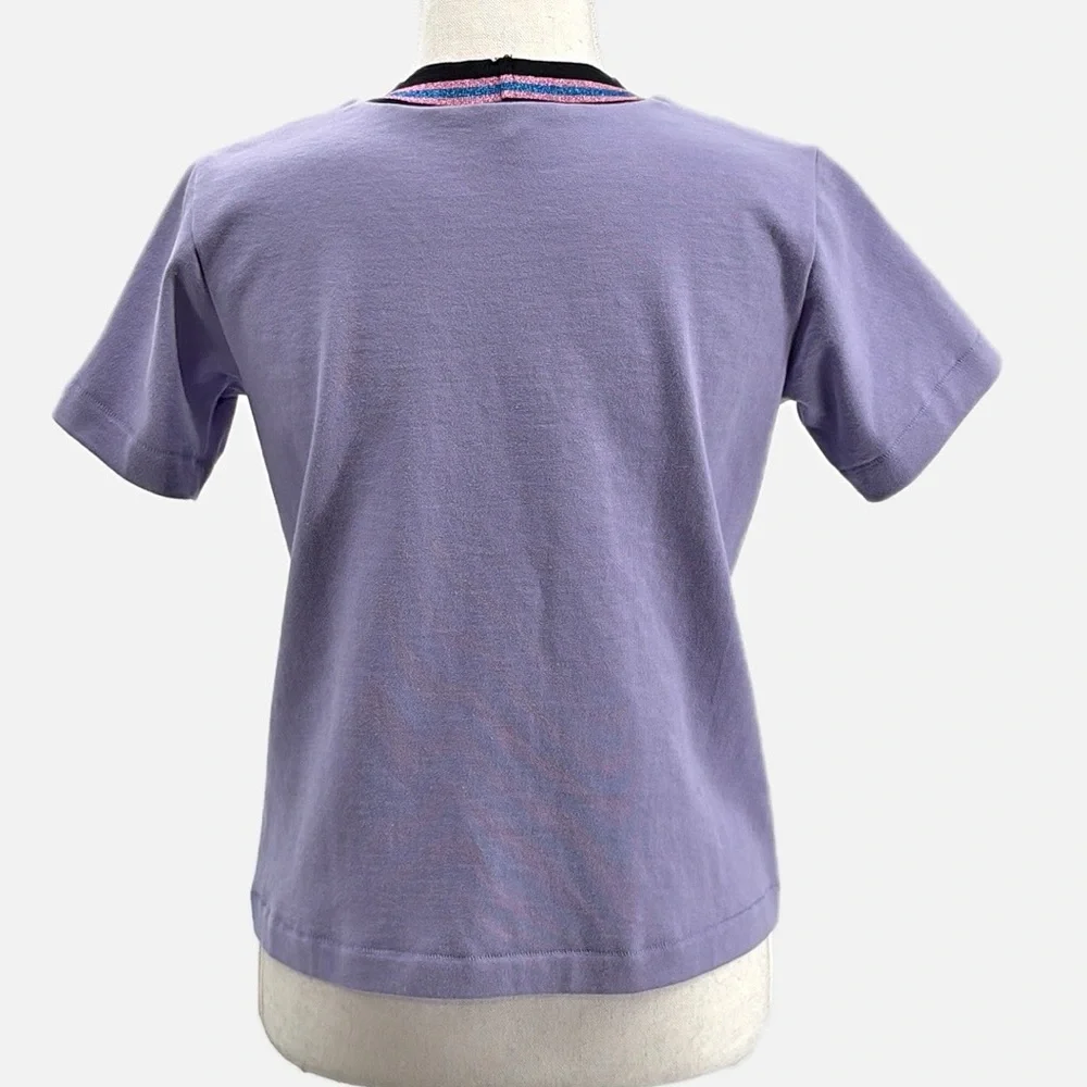 Corey Lynn Calter Molly Cotton Ringer Tee in Purple - Size XS_5